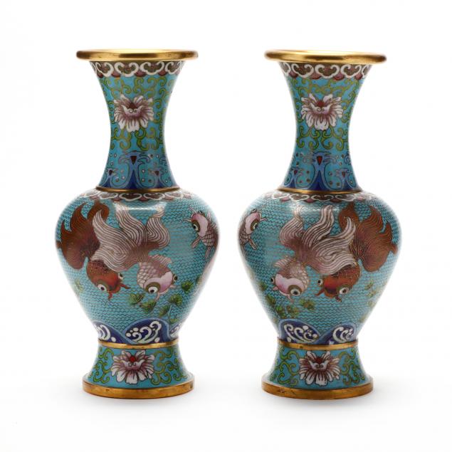 PAIR OF CLOISONNE VASES Second 3499bb