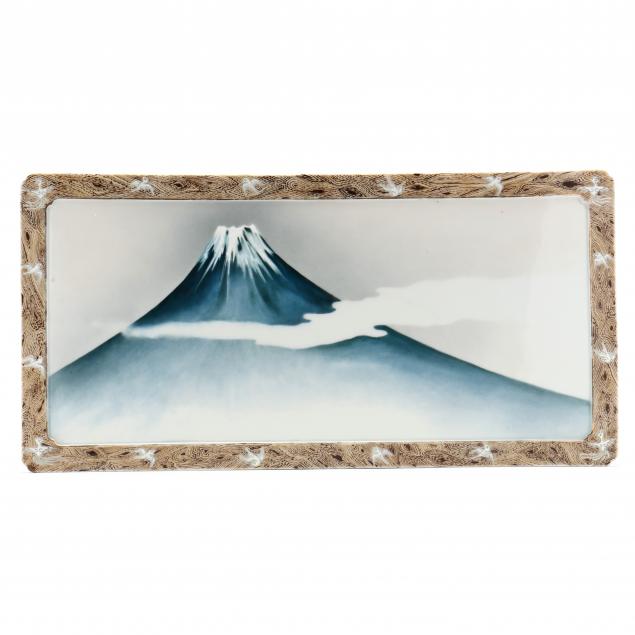 A JAPANESE PORCELAIN PLAQUE WITH MOUNT