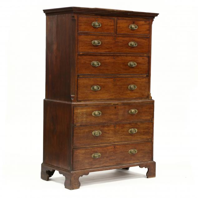 GEORGE III MAHOGANY CHEST ON CHEST 3499d9
