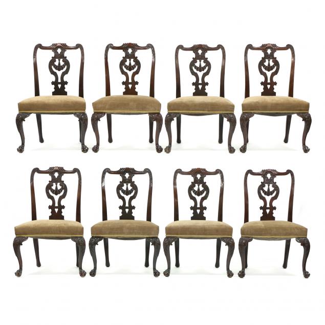 ANTIQUE SET OF EIGHT IRISH CHIPPENDALE 3499da