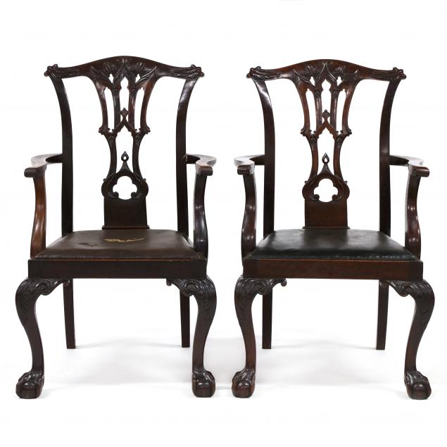 PAIR OF ANTIQUE ENGLISH CHIPPENDALE 3499fa