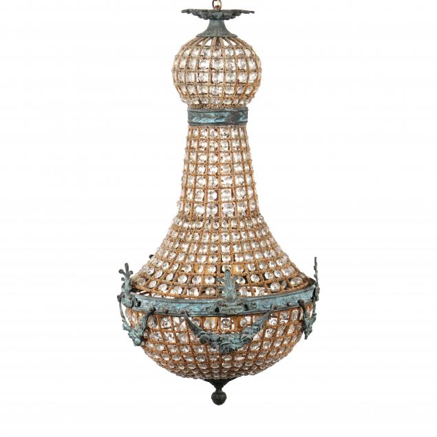 FRENCH EMPIRE STYLE BEADED CHANDELIER 349a5a