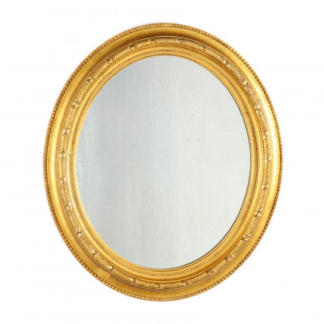 ANTIQUE GILT OVAL MIRROR 19th century  349a60