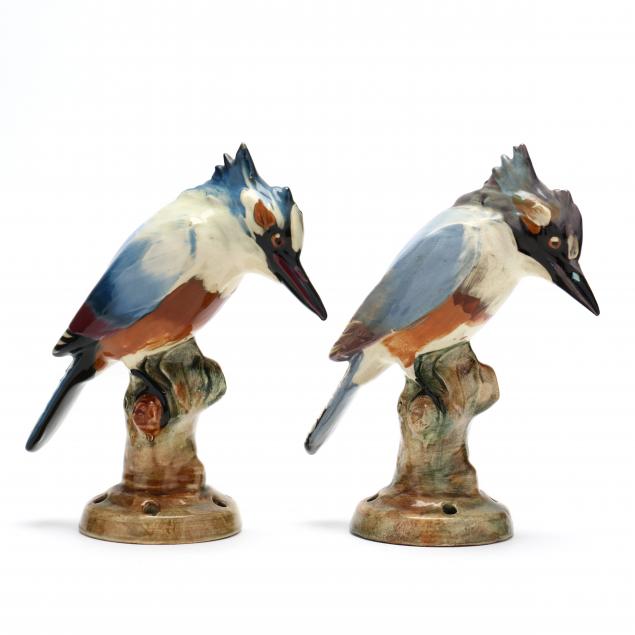 PAIR OF WELLER POTTERY KINGFISHER 349acb