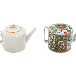 Two Chinese Export Porcelain Teapots
