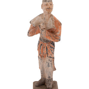 A Chinese Painted Pottery Figure