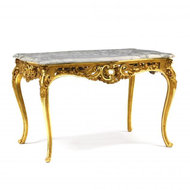 ANTIQUE LOUIS XV STYLE CARVED AND GILT