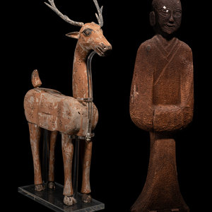 Two Chinese Wood Figures Han Dynasty 349b37