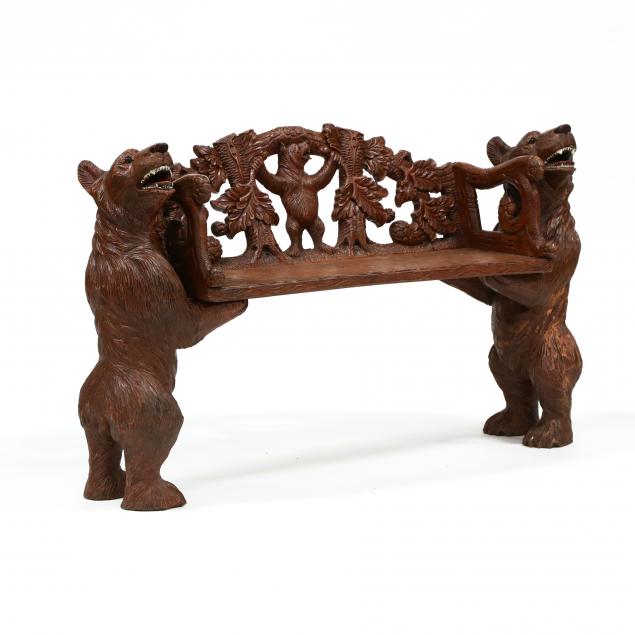 BLACK FOREST STYLE BEAR BENCH Late 349b4c