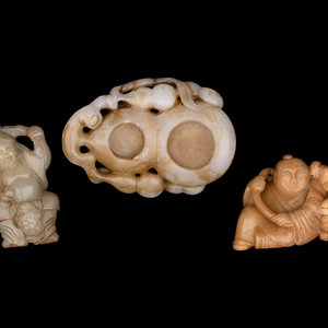 Three Chinese Carved Jade Articles
comprising
