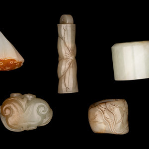 Five Chinese Carved Celadon Jade 349b5e