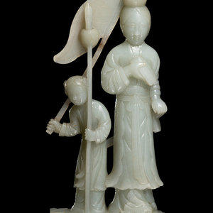 A Chinese Pale Celadon Jade Figural