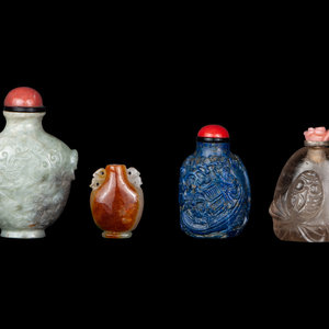 Four Chinese Hardstone Snuff Bottles
Late
