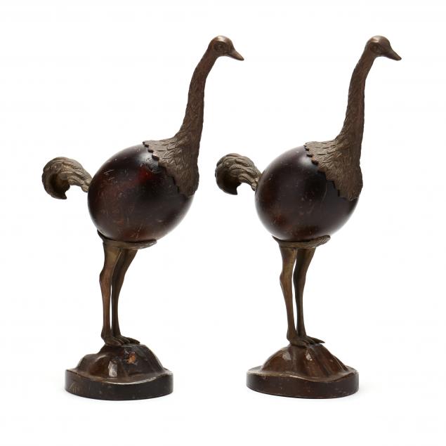 MATCHING PAIR OF CONTINENTAL OSTRICH 349bc3