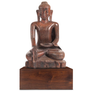 A Burmese Carved Wood Figure of