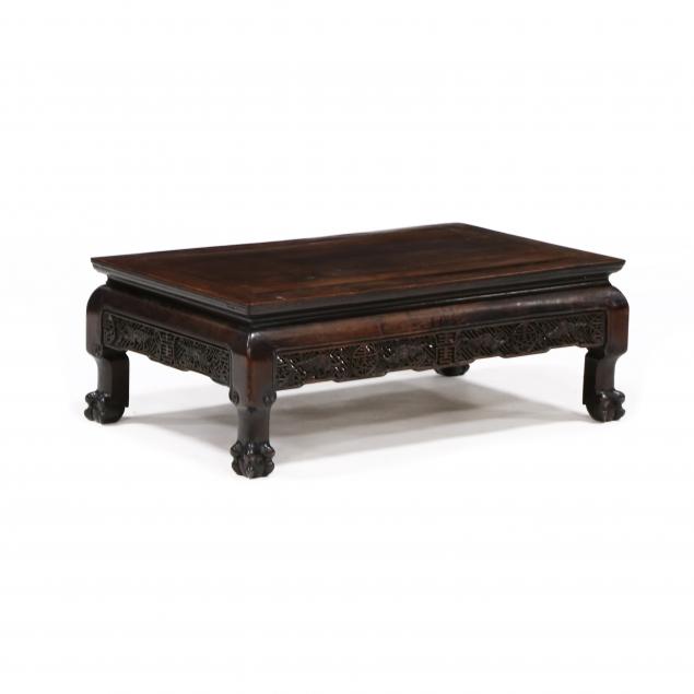 ASIAN HARDWOOD CARVED LOW TABLE