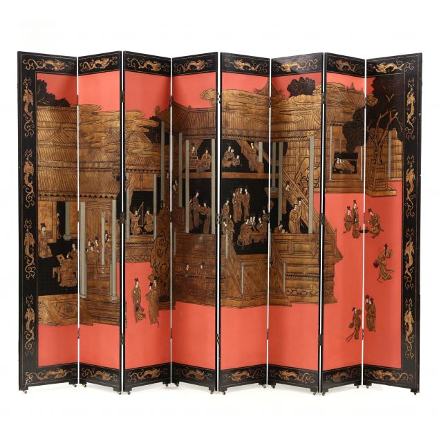 CHINESE TALL EIGHT PANEL CARVED 349c5f