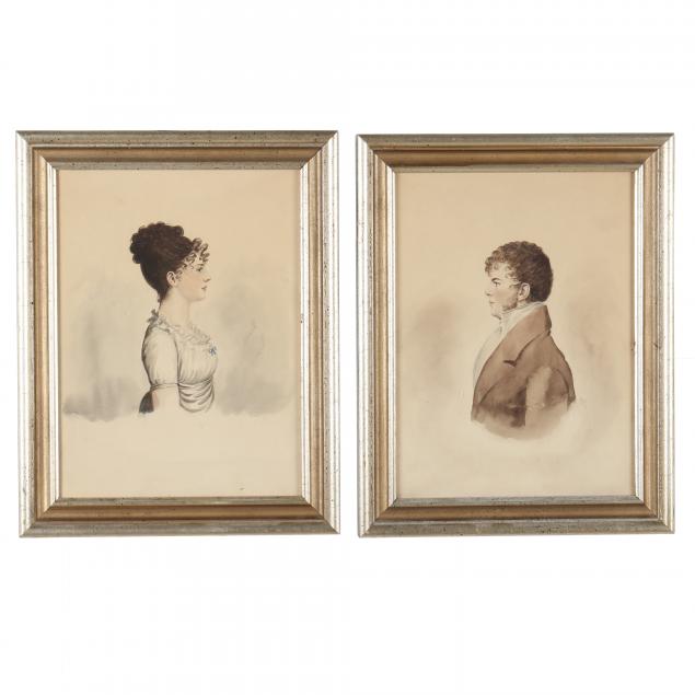 A PAIR OF REGENCY STYLE PORTRAITS IN