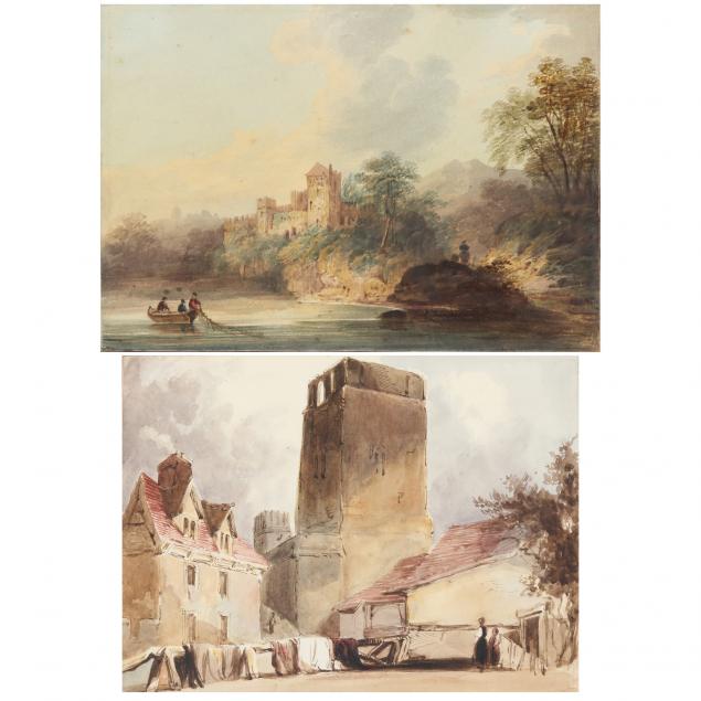 TWO ANTIQUE WATERCOLORS OF ARCHITECTURAL 349c81
