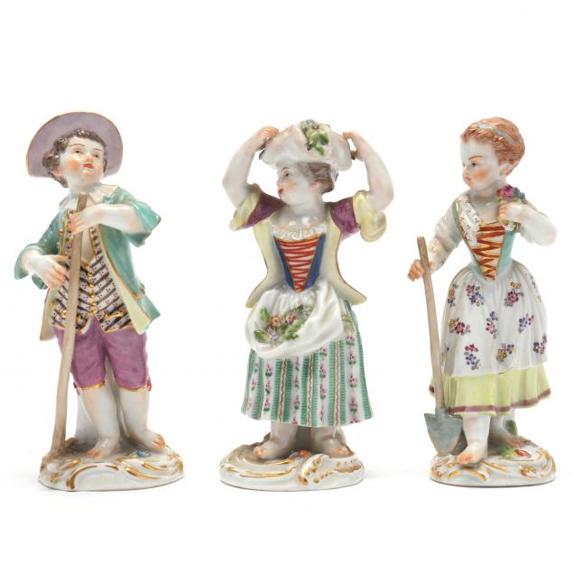 THREE MEISSEN FIGURINES  Late 19th-early