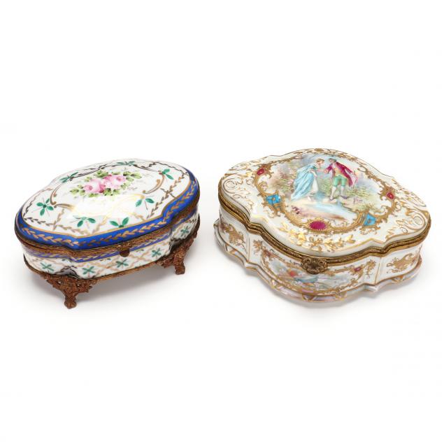 TWO FRENCH DRESSER BOXES 19th century,