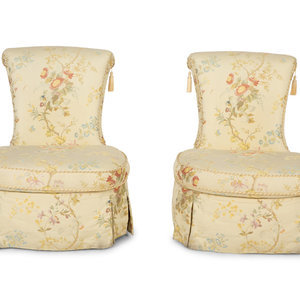 A Pair of Slipper Chairs with Scalamandré