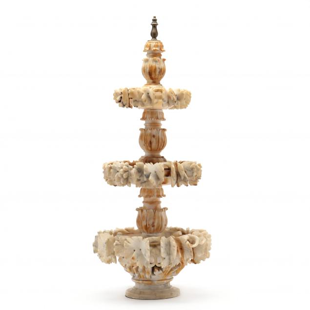 THREE TIERED CARVED ALABASTER ORNAMENT 349d0d