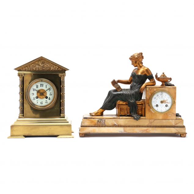 TWO ANTIQUE FRENCH MANTEL CLOCKS