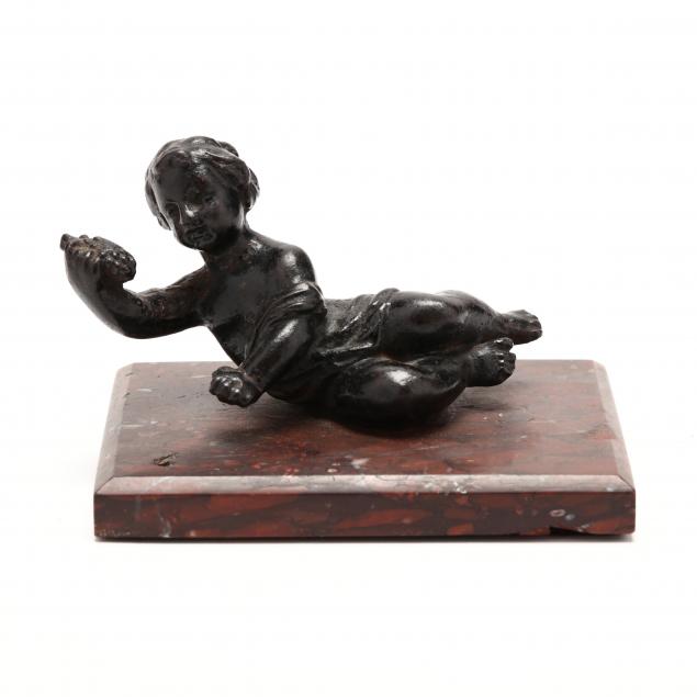 BRONZE PUTTO TABLE SCULPTURE 19th