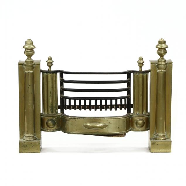 ANTIQUE BRASS AND IRON COAL FIREPLACE 349d20