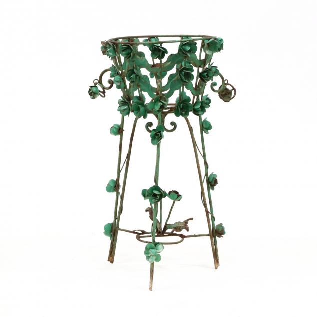 VINTAGE PAINTED IRON PLANT STAND 349d1c