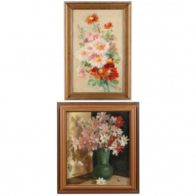 TWO VINTAGE FLORAL STILL LIFE PAINTINGS