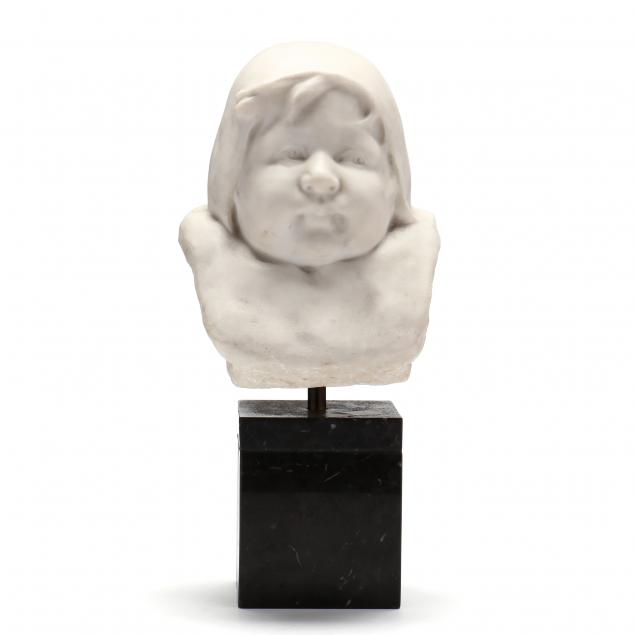 MARBLE BUST OF A YOUNG CHILD, SIGNED