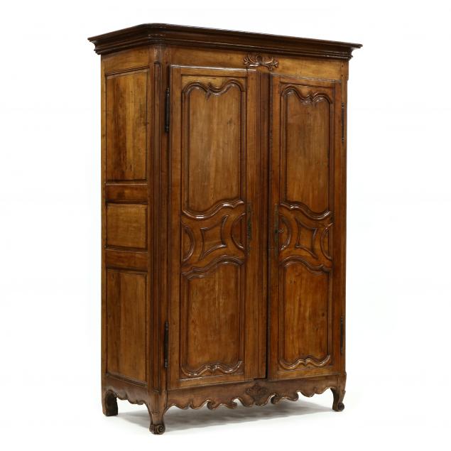 LOUIS XV CARVED CHERRY ARMOIRE