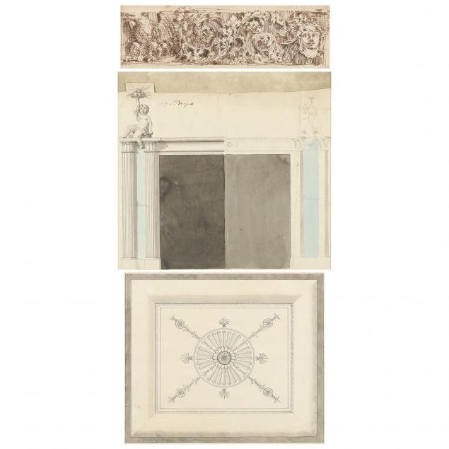 THREE ANTIQUE SKETCHES WITH ARCHITECTURAL