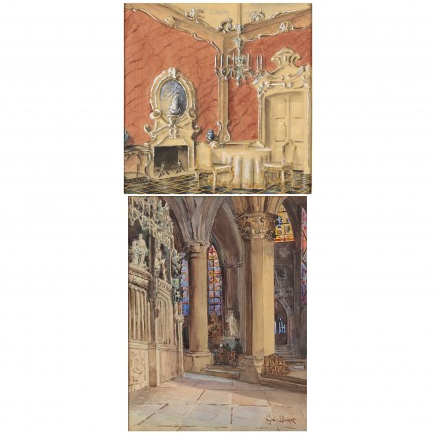 TWO CONTINENTAL SKETCHES OF INTERIORS