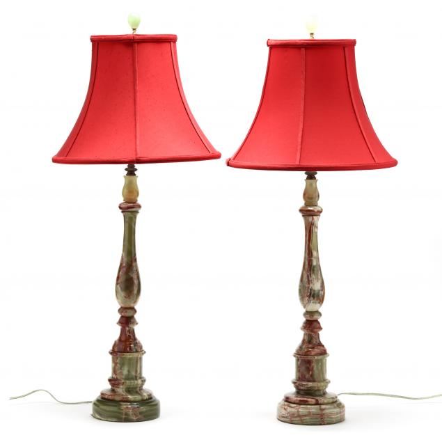 PAIR OF ONYX TABLE LAMPS 20th century,
