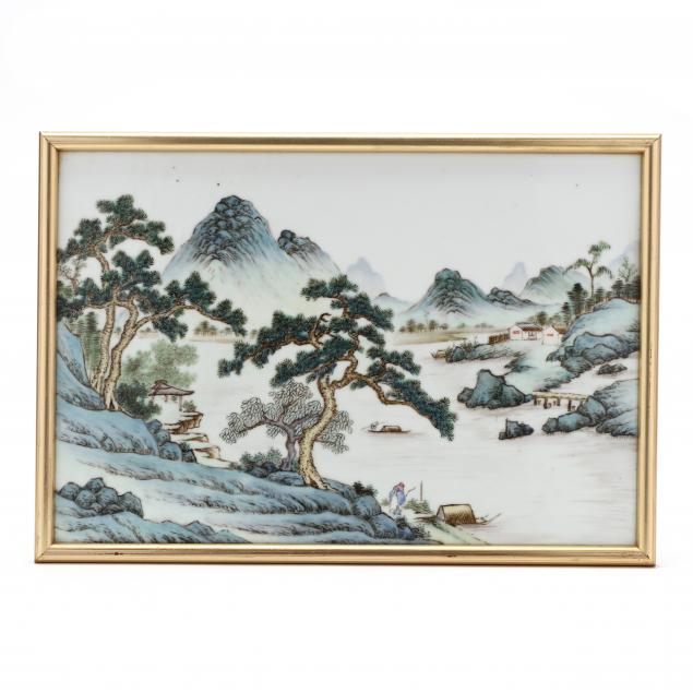 A CHINESE PORCELAIN PAINTED PLAQUE 