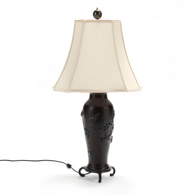 A JAPANESE STYLE TOLE LAMP Mid-century,