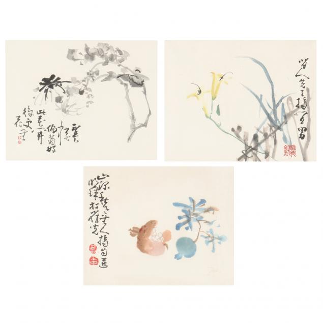 THREE JAPANESE FRAMED PAINTINGS