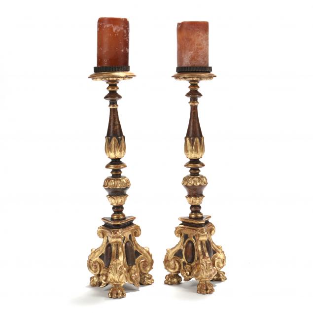 PAIR OF ANTIQUE CARVED AND GILT 349f00