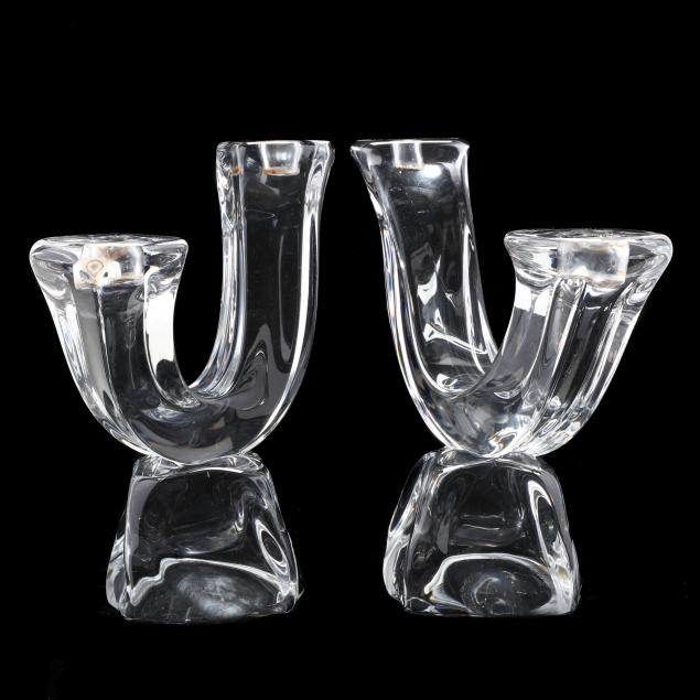 DAUM PAIR OF MODERN CRYSTAL CANDELABRA 349f2b