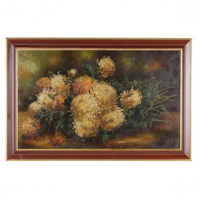 AN ANTIQUE PAINTING OF YELLOW CHRYSANTHEMUMS 349f6e