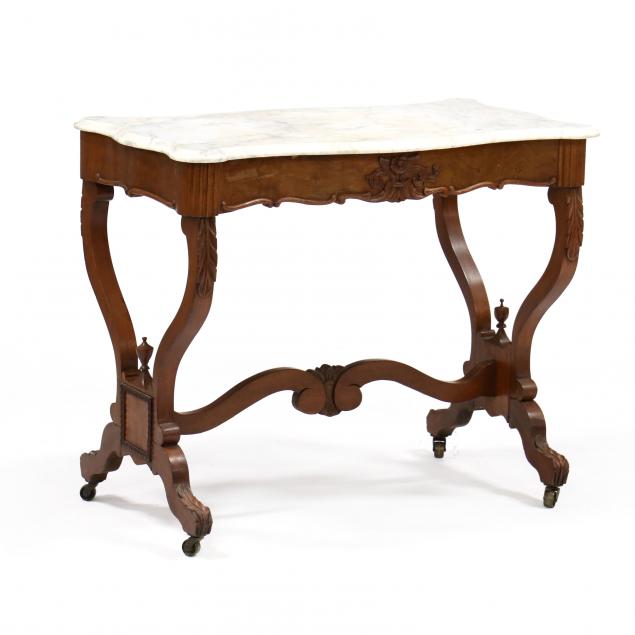 AMERICAN CLASSICAL MARBLE TOP WALNUT