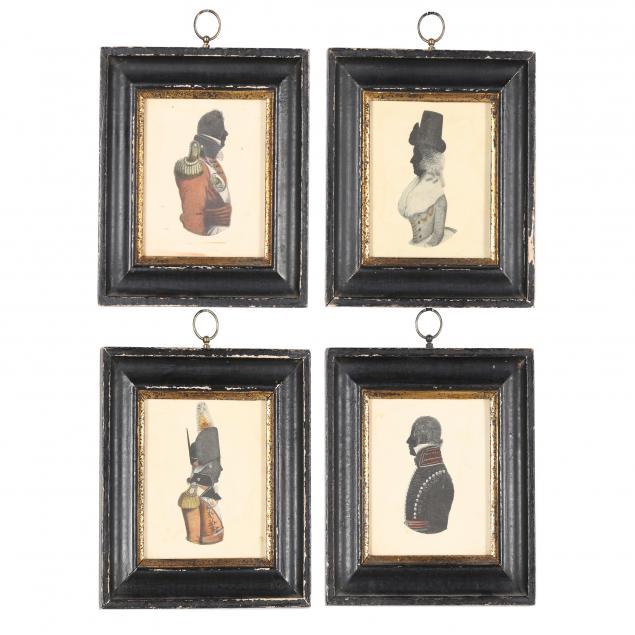 FOUR FRAMED BRITISH SILHOUETTE PRINTS