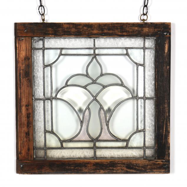 SMALL VINTAGE LEADED GLASS WINDOW 34a012