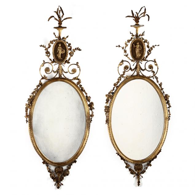 PAIR OF ANTIQUE ADAMS STYLE OVAL 34a041