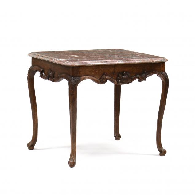 LOUIS XV CARVED OAK MARBLE TOP 34a04c