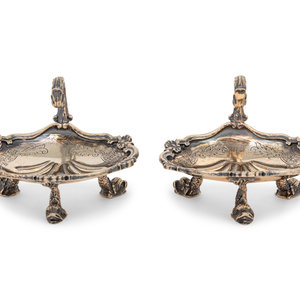 A Pair of English Silver-Gilt Shell-Form