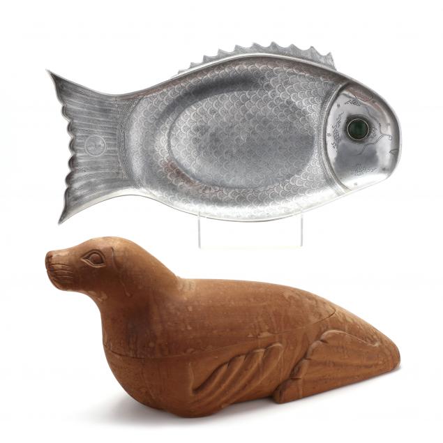 ARTHUR COURT FISH PLATTER AND CARVED 34a0b2